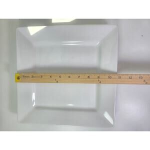 FOOD NETWORK All White Wide Rim Square Stoneware 10.75" Dinner Plate Set of 2